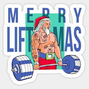 Merry Lift Mas Funny Christmas Tattooed Santa Sticker